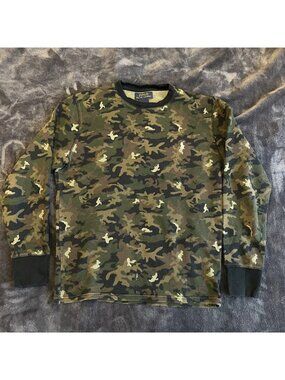Polo Ralph Lauren Mens Shirt XS Pony Camouflage Camo Long Sleeve Waffle